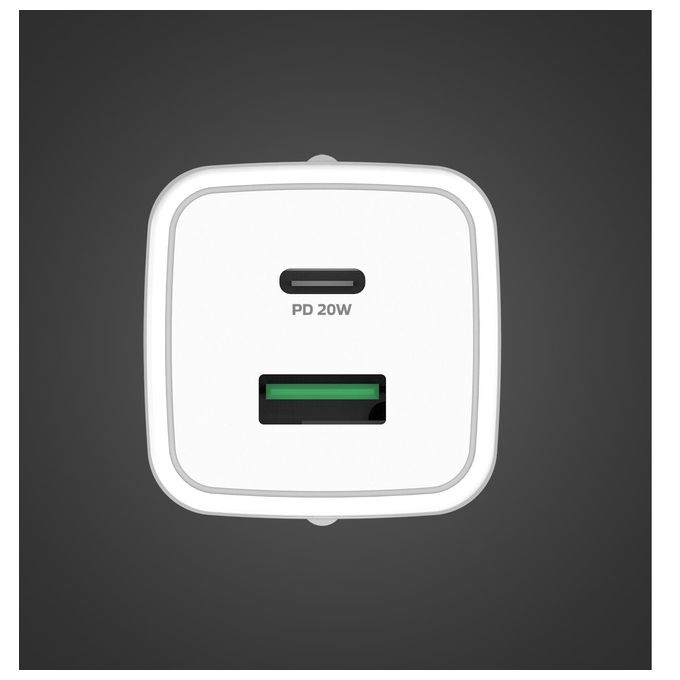 Celly Caricabatterie Cellulare 2 Usb Usb-C 20W Bianco