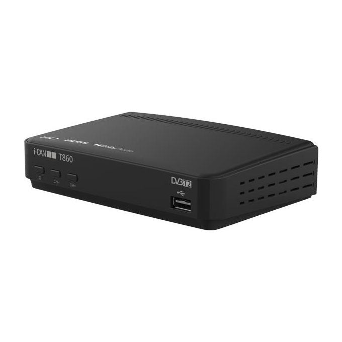 I-CAN T860 Decoder Digitale Terrestre DVB-T2 HD Free to Air HDMI SCART USB Media Player colore Nero