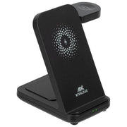 RivaCase VA4916 Caricatore Stand Wireless 3 in 1 Compatibile con iPhone Samsung e Apple Watch 15 W colore Nero