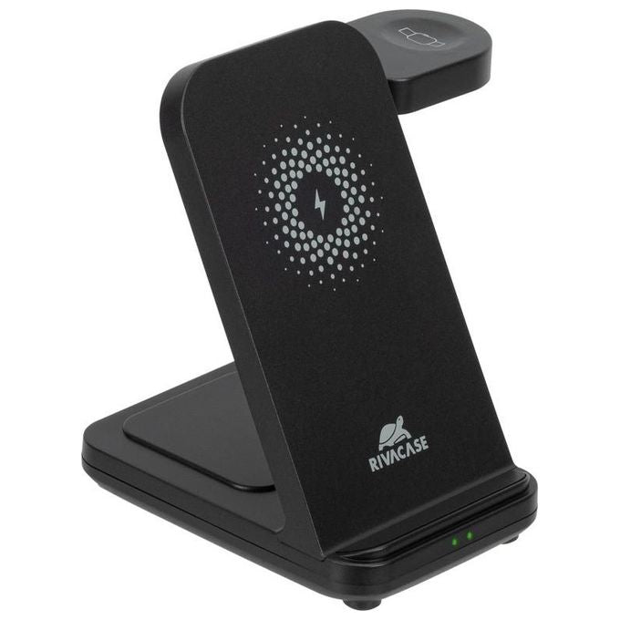 RivaCase VA4916 Caricatore Stand Wireless 3 in 1 Compatibile con iPhone Samsung e Apple Watch 15 W colore Nero