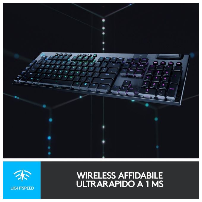 Logitech G 920-010591 G915 Tastiera Gaming Meccanica Wireless LIGHTSPEED GL Tactile LIGHTSYNC RGB Layout QWERTY Italiano colore Nero