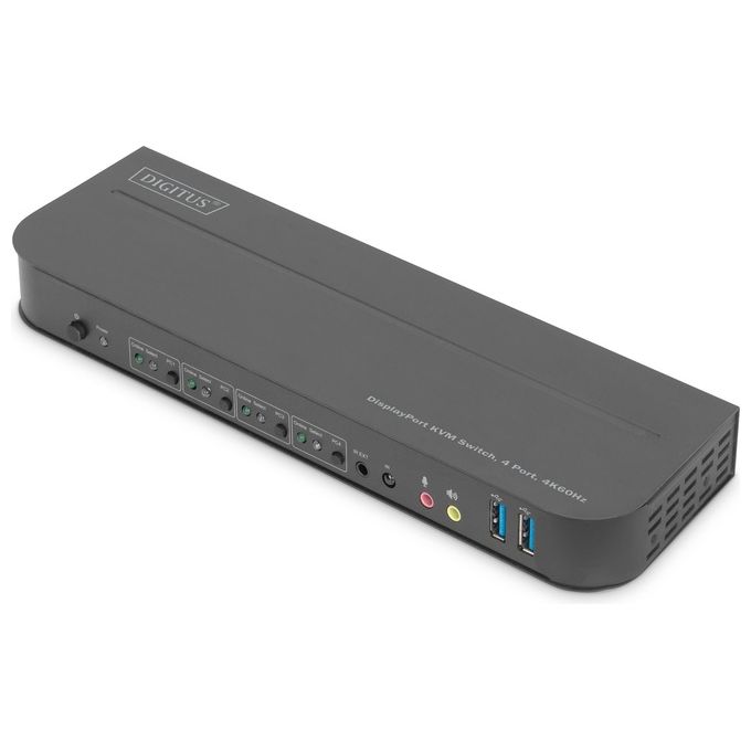 Digitus DS-12890 Switch KVM 4 porte 4K60Hz 4x DP in 1x DP HDMI out colore Nero
