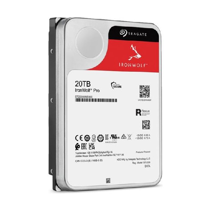 Seagate ST20000NT001 IronWolf Pro Disco Rigido Interno 20 TB 7200 rpm 256 MB 3.5'' colore Nero