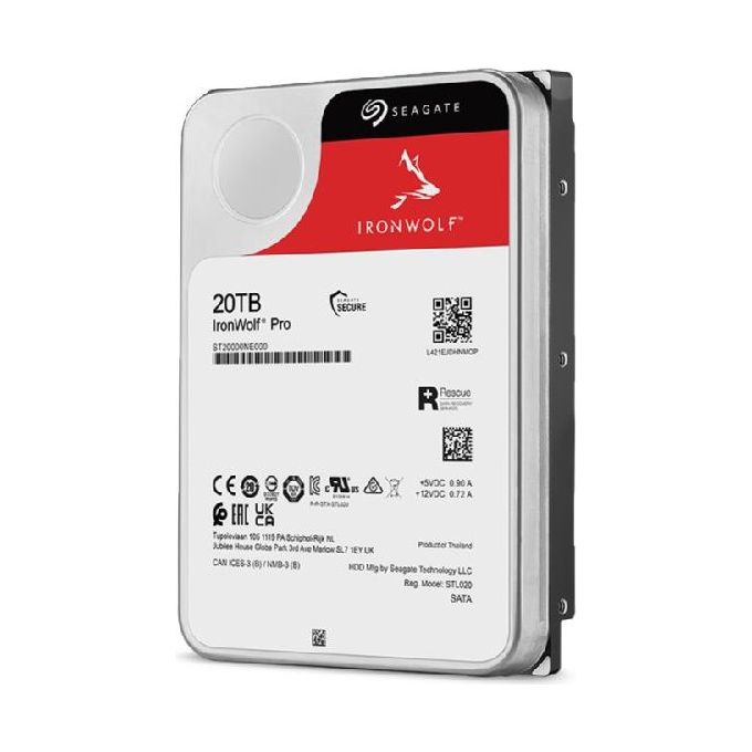 Seagate ST20000NT001 IronWolf Pro Disco Rigido Interno 20 TB 7200 rpm 256 MB 3.5'' colore Nero