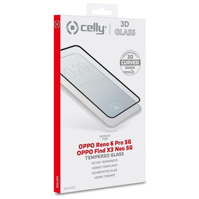 Celly 3D Glass Per Oppo Reno 6 Pro 5G e Find X3 Neo
