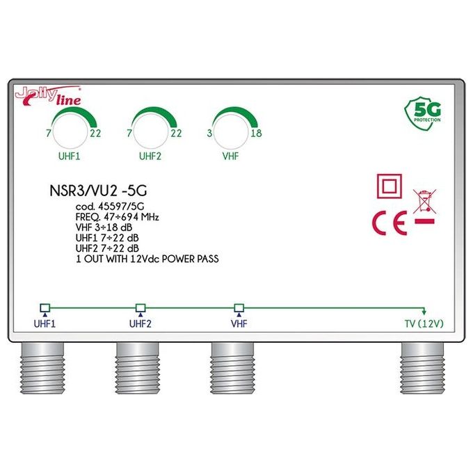 G.B.S. Elettronica NSR3-VU2-5G Amplificatore di Segnale TV 40 - 694 MHz
