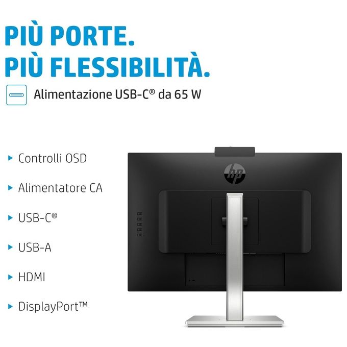 HP 40Z29AT#ABB E27m G4 Monitor per Videoconferenze 27'' QHD IPS USB-C Webcam 5MP Altoparlanti colore Argento