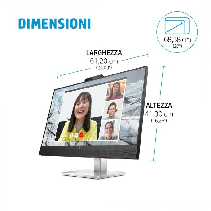 HP 40Z29AA#ABB E-Series E27m G4 Monitor PC 27'' QHD IPS 2560x1440 75Hz USB-C 65W Webcam Hub USB colore Nero