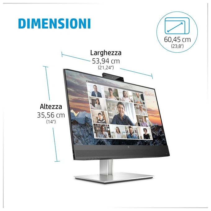 HP 40Z32AT E24m G4 Monitor PC 23.8'' Full HD IPS 1920x1080 75Hz USB-C 65W Webcam 5MP Hub USB Conferencing colore Nero