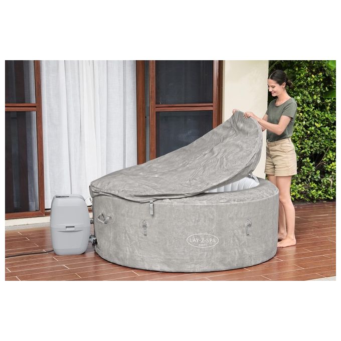 Bestway 60065 Minipiscina idromassaggio gonfiabile Zurich AirJet con EnergySense Capacita' 669 L per 4 persone 120 bocchette AirJet DuraPlus a 3 strati colore Grigio