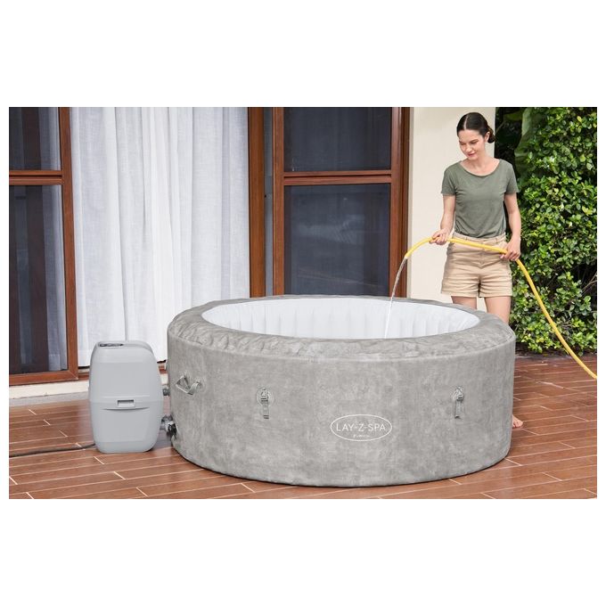 Bestway 60065 Minipiscina idromassaggio gonfiabile Zurich AirJet con EnergySense Capacita' 669 L per 4 persone 120 bocchette AirJet DuraPlus a 3 strati colore Grigio