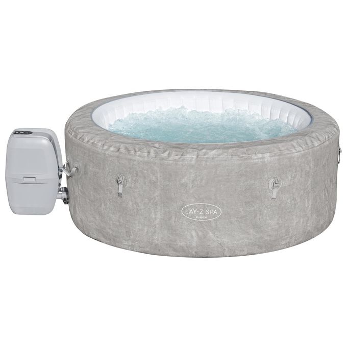 Bestway 60065 Minipiscina idromassaggio gonfiabile Zurich AirJet con EnergySense Capacita' 669 L per 4 persone 120 bocchette AirJet DuraPlus a 3 strati colore Grigio