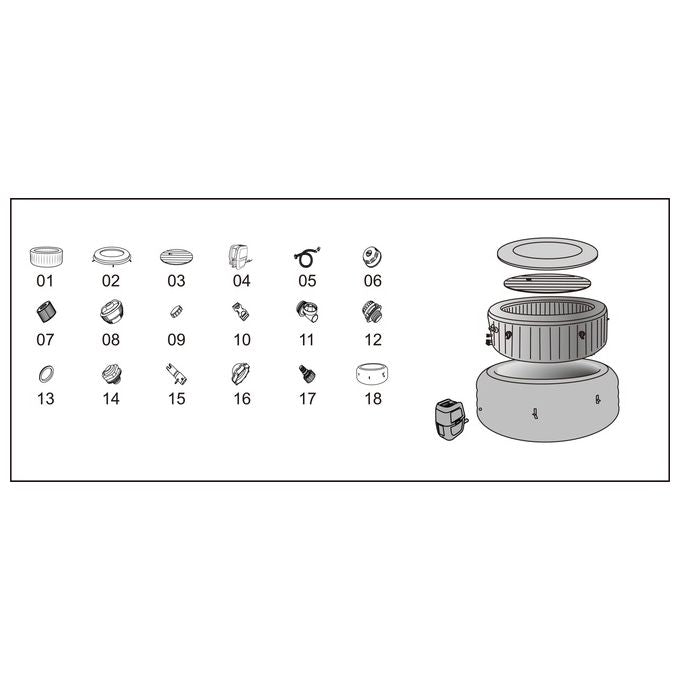 Bestway 60065 Minipiscina idromassaggio gonfiabile Zurich AirJet con EnergySense Capacita' 669 L per 4 persone 120 bocchette AirJet DuraPlus a 3 strati colore Grigio