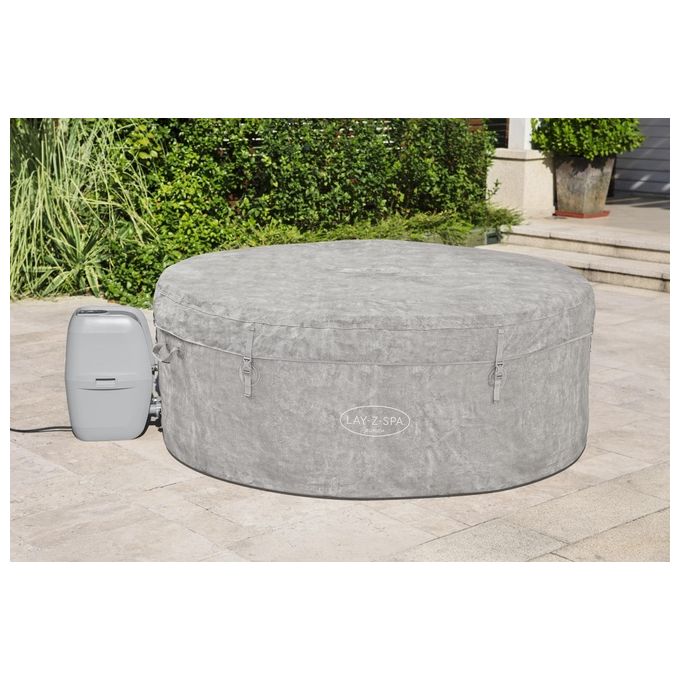 Bestway 60065 Minipiscina idromassaggio gonfiabile Zurich AirJet con EnergySense Capacita' 669 L per 4 persone 120 bocchette AirJet DuraPlus a 3 strati colore Grigio