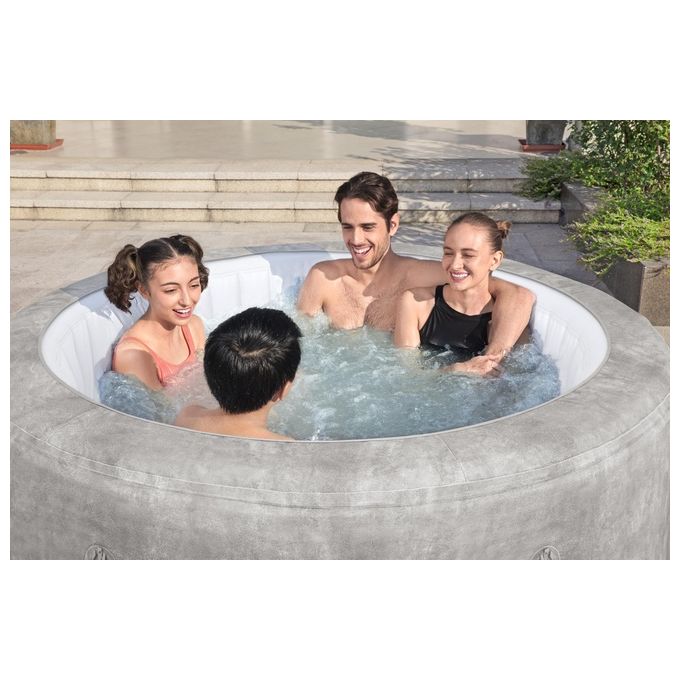 Bestway 60065 Minipiscina idromassaggio gonfiabile Zurich AirJet con EnergySense Capacita' 669 L per 4 persone 120 bocchette AirJet DuraPlus a 3 strati colore Grigio