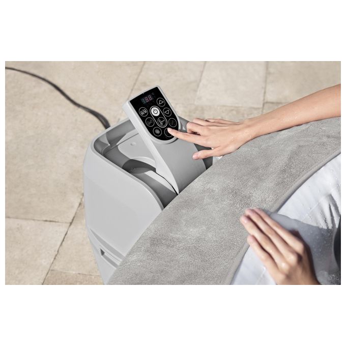 Bestway 60065 Minipiscina idromassaggio gonfiabile Zurich AirJet con EnergySense Capacita' 669 L per 4 persone 120 bocchette AirJet DuraPlus a 3 strati colore Grigio