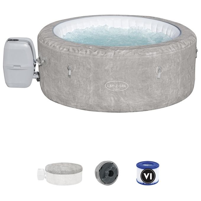 Bestway 60065 Minipiscina idromassaggio gonfiabile Zurich AirJet con EnergySense Capacita' 669 L per 4 persone 120 bocchette AirJet DuraPlus a 3 strati colore Grigio