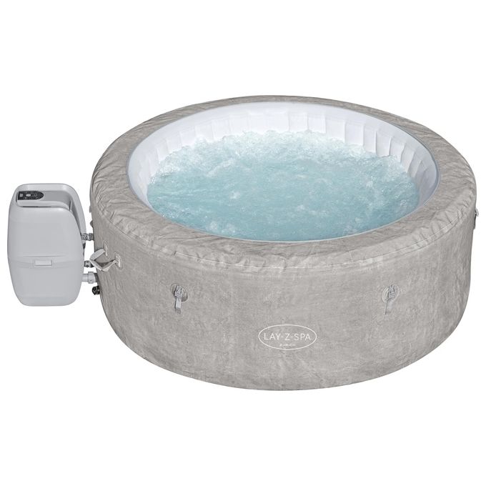 Bestway 60065 Minipiscina idromassaggio gonfiabile Zurich AirJet con EnergySense Capacita' 669 L per 4 persone 120 bocchette AirJet DuraPlus a 3 strati colore Grigio