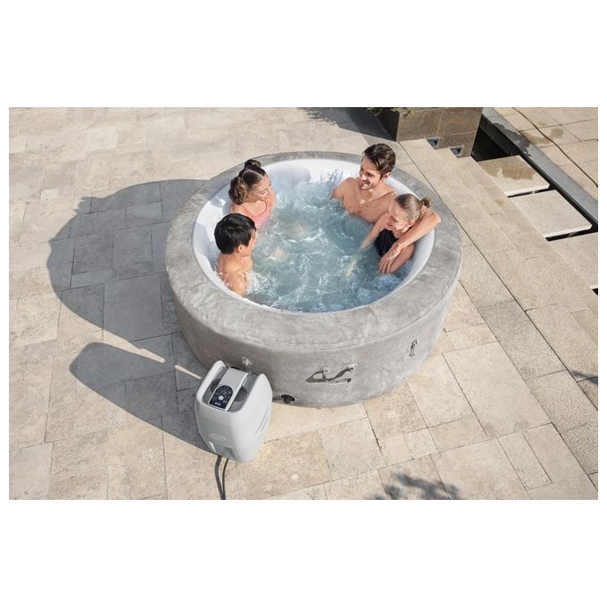 Bestway 60065 Minipiscina idromassaggio gonfiabile Zurich AirJet con EnergySense Capacita' 669 L per 4 persone 120 bocchette AirJet DuraPlus a 3 strati colore Grigio