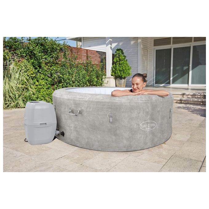 Bestway 60065 Minipiscina idromassaggio gonfiabile Zurich AirJet con EnergySense Capacita' 669 L per 4 persone 120 bocchette AirJet DuraPlus a 3 strati colore Grigio