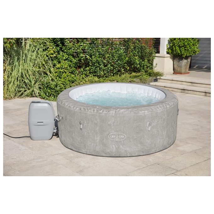Bestway 60065 Minipiscina idromassaggio gonfiabile Zurich AirJet con EnergySense Capacita' 669 L per 4 persone 120 bocchette AirJet DuraPlus a 3 strati colore Grigio