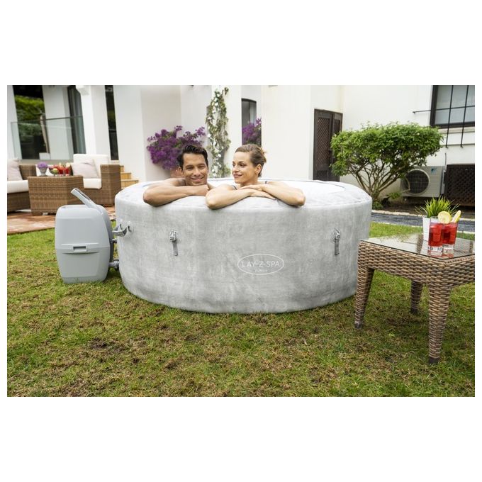 Bestway 60065 Minipiscina idromassaggio gonfiabile Zurich AirJet con EnergySense Capacita' 669 L per 4 persone 120 bocchette AirJet DuraPlus a 3 strati colore Grigio