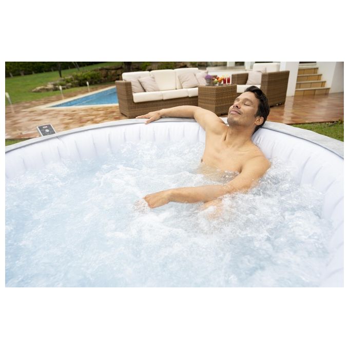 Bestway 60065 Minipiscina idromassaggio gonfiabile Zurich AirJet con EnergySense Capacita' 669 L per 4 persone 120 bocchette AirJet DuraPlus a 3 strati colore Grigio