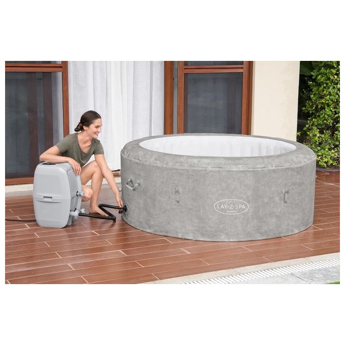 Bestway 60065 Minipiscina idromassaggio gonfiabile Zurich AirJet con EnergySense Capacita' 669 L per 4 persone 120 bocchette AirJet DuraPlus a 3 strati colore Grigio