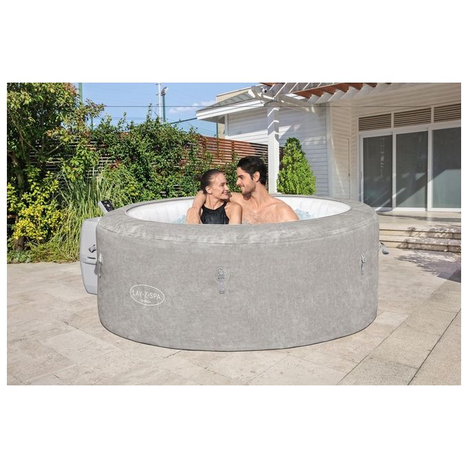 Bestway 60065 Minipiscina idromassaggio gonfiabile Zurich AirJet con EnergySense Capacita' 669 L per 4 persone 120 bocchette AirJet DuraPlus a 3 strati colore Grigio