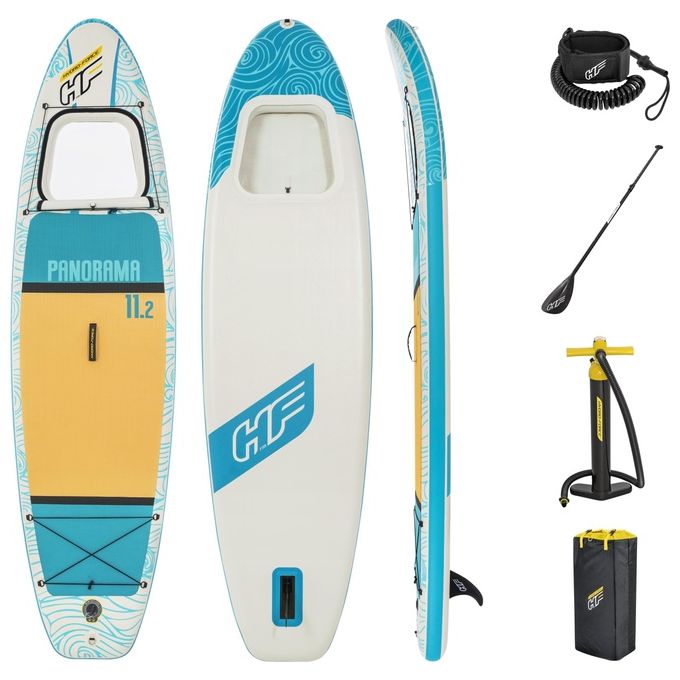 Bestway 65363 Hydro-Force Panorama Tavola Stand up paddle (SUP) gonfiabile con finestra panoramica 340 x 89 x 15 cm colore Ciano