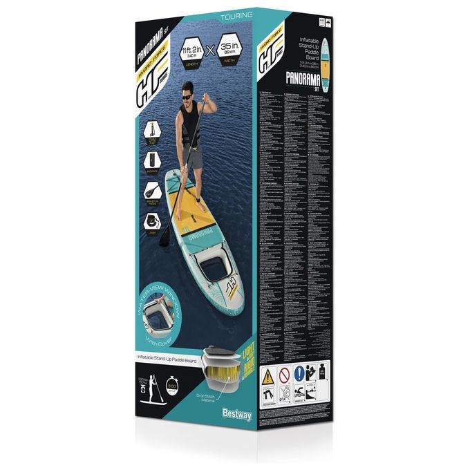 Bestway 65363 Hydro-Force Panorama Tavola Stand up paddle (SUP) gonfiabile con finestra panoramica 340 x 89 x 15 cm colore Ciano