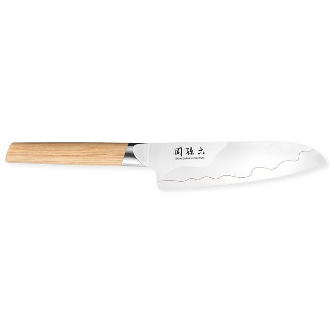 KAI MGC-0402 Seki Magoroku Composite Coltello Santoku Lama 16.5 cm in Acciaio composito con Core VG Max Manico in Legno di Pakka colore Legno