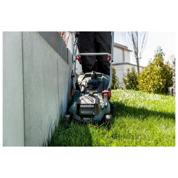 Metabo 601716850 RM 36-18 LTX BL 36 Tosaerba a batteria 18 V larghezza di taglio 36 cm motore Brushless senza batteria e caricatore colore Nero