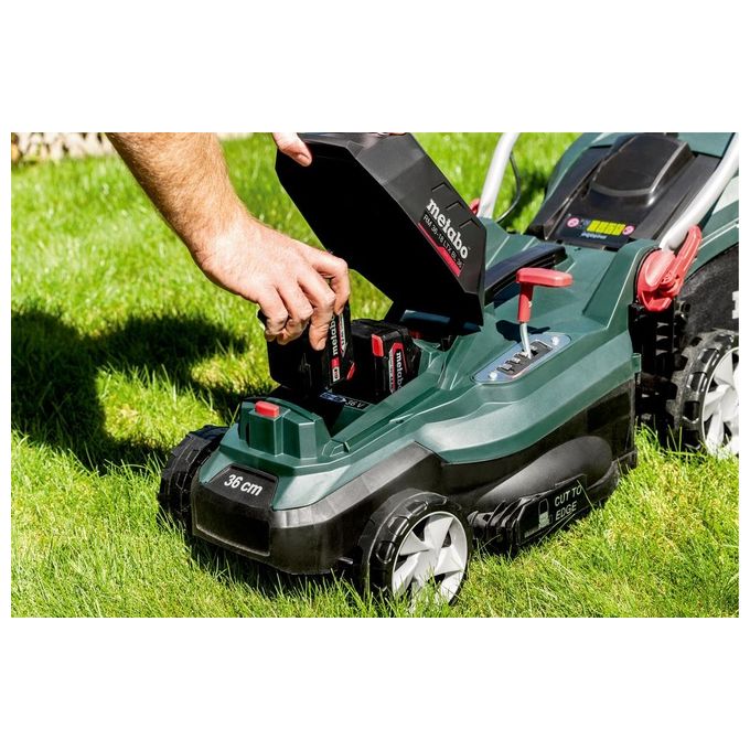 Metabo 601716850 RM 36-18 LTX BL 36 Tosaerba a batteria 18 V larghezza di taglio 36 cm motore Brushless senza batteria e caricatore colore Nero