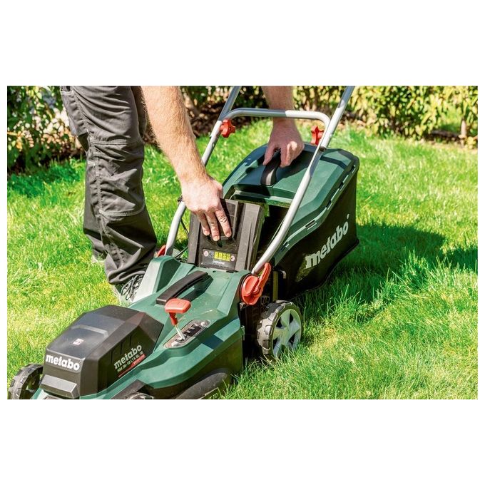 Metabo 601716850 RM 36-18 LTX BL 36 Tosaerba a batteria 18 V larghezza di taglio 36 cm motore Brushless senza batteria e caricatore colore Nero