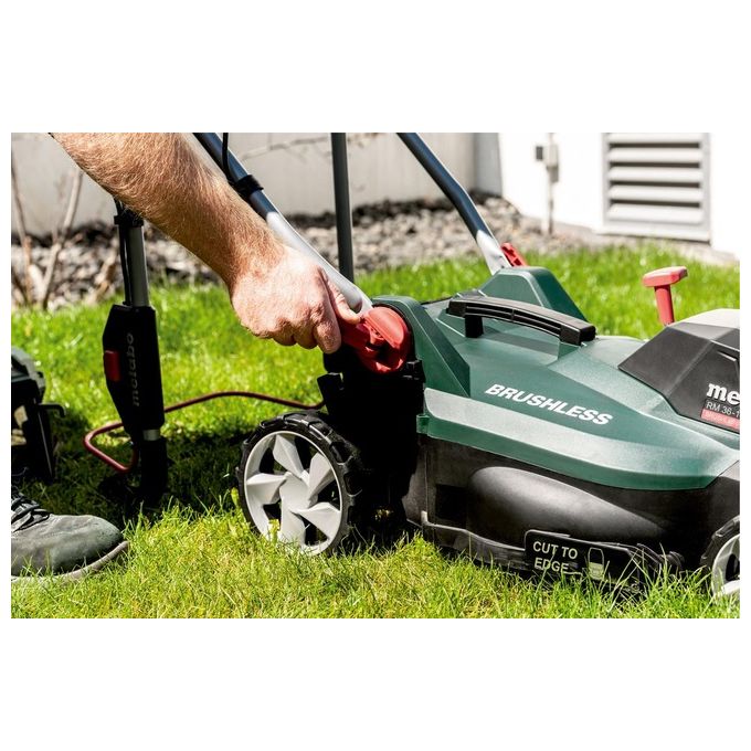 Metabo 601716850 RM 36-18 LTX BL 36 Tosaerba a batteria 18 V larghezza di taglio 36 cm motore Brushless senza batteria e caricatore colore Nero