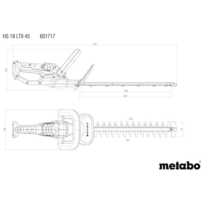 Metabo HS 18 LTX 45 Tagliasiepi a Batteria 18V 45 cm lama doppia 2600 spm 2 Kg colore Nero