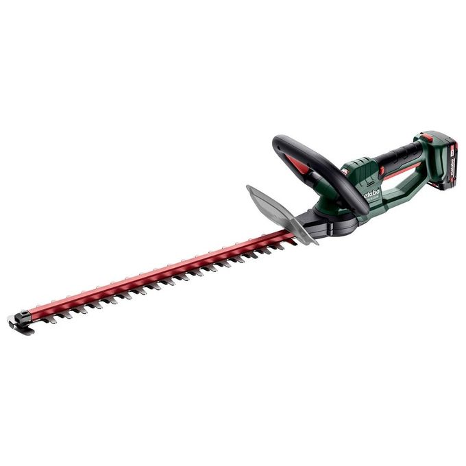 Metabo 601718500 HS 18 LTX 55 Tagliasiepi a batteria 18 V 2 batterie 2 Ah 55 cm lama doppia colore Nero Verde Rosso