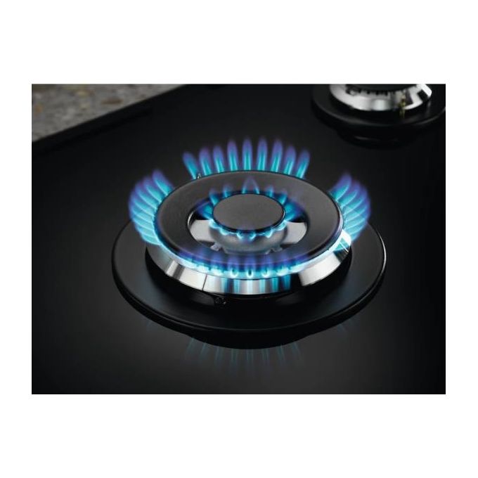 Electrolux EGG7536K Serie 600 Piano cottura Gas 74 cm 5 fuochi SpeedBurner Gas on Glass Griglie in Ghisa colore Nero