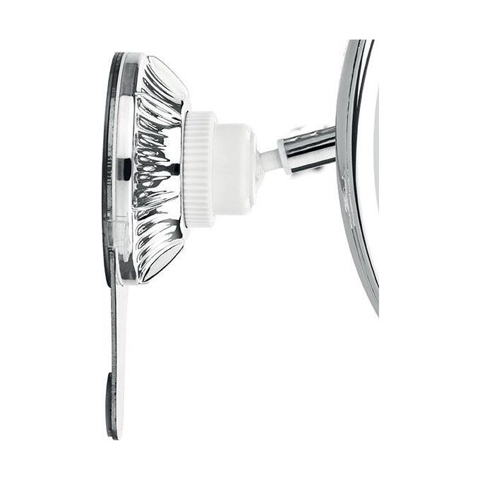 Macom 229 Sensation Specchio Cosmetico Ingrandente 10x Asta Telescopica Doppio Snodo 24 LED Ventosa colore Cromo
