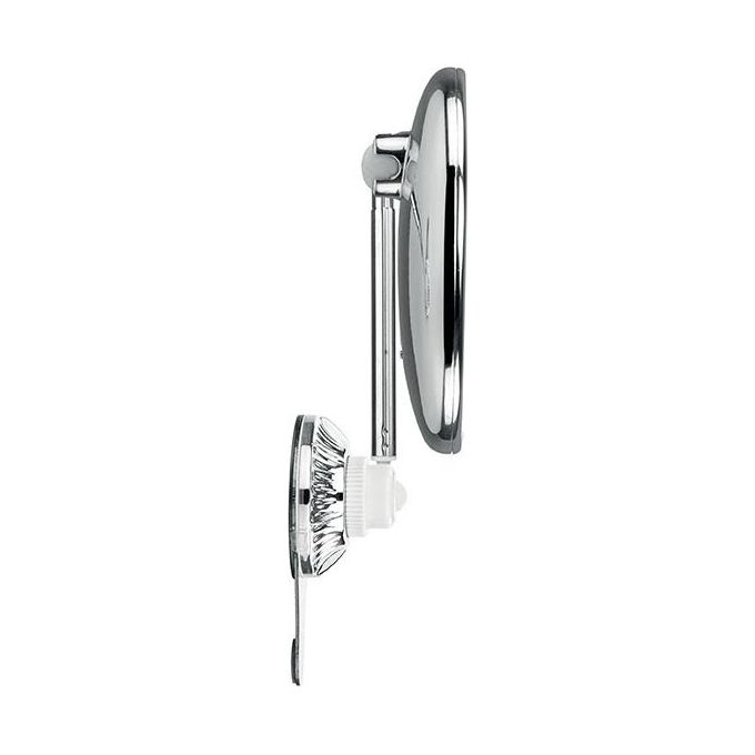Macom 229 Sensation Specchio Cosmetico Ingrandente 10x Asta Telescopica Doppio Snodo 24 LED Ventosa colore Cromo