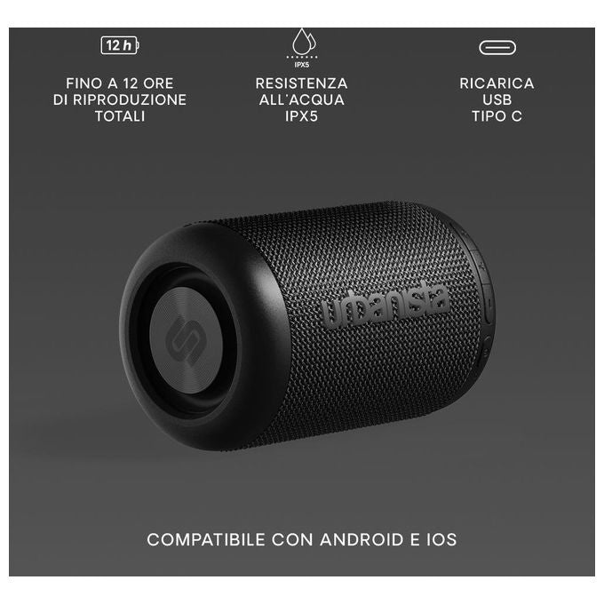 Urbanista 1037302 Memphis Altoparlante Bluetooth Portatile 5W IPX5 Autonomia 12h colore Nero