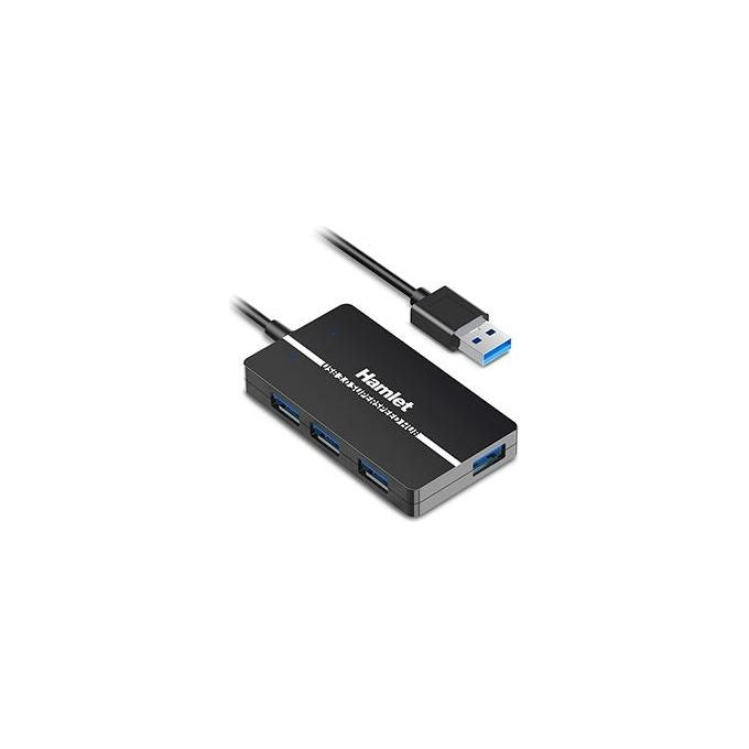 Hamlet XHUB-04U3P Hub Usb 3.0 Slim a 4 Porte con Alimentatore