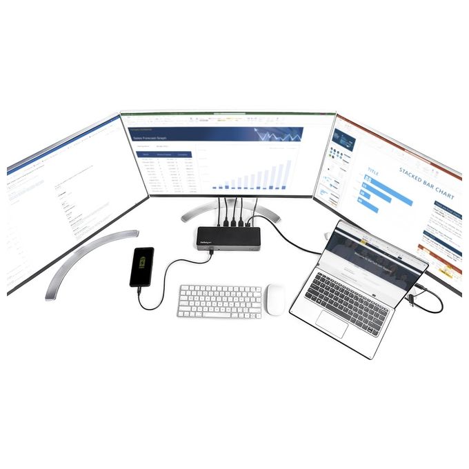 StarTech DK31C3HDPDUE Docking Station USB-C USB-A Triplo Monitor 4K 60Hz 85W Power Delivery 6x USB GbE colore Nero