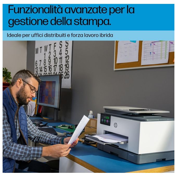 HP 4U561B OfficeJet Pro 9130b Stampante Multifunzione Inkjet Colore Stampa Copia Scansione Fax Wi-Fi Fronte Retro ADF 500 fogli colore Grigio