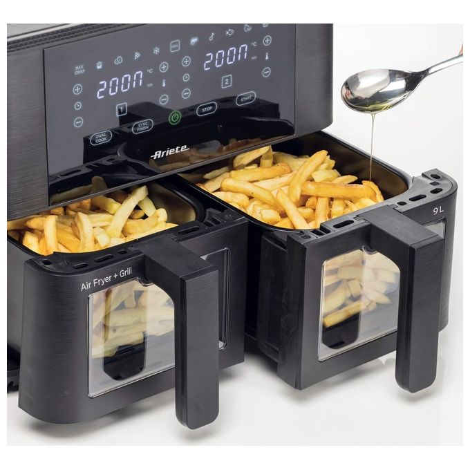 Ariete 4631 Friggitrice ad aria Doppia 9L 2400W 11 Programmi Touch Screen colore Nero