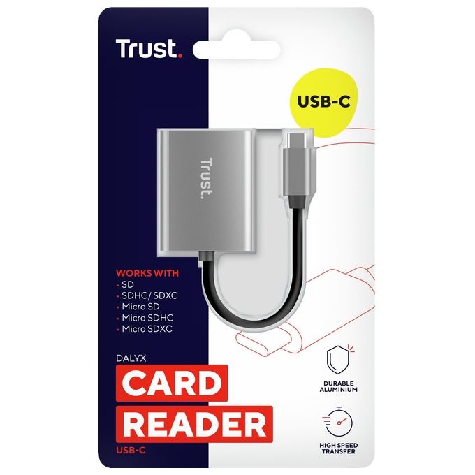 Trust Dalyx Lettore Rapido di Schede Usb Type-C Alluminio