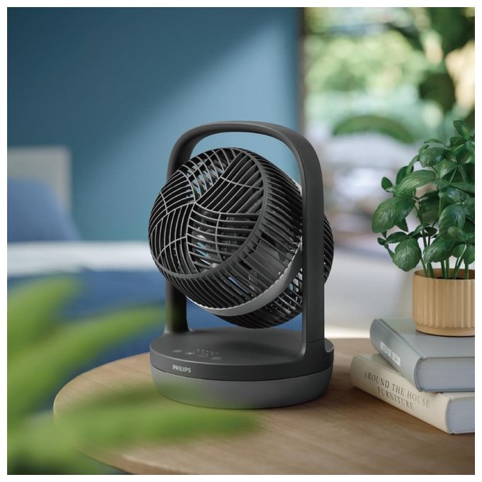 Philips CX3050-01 Serie 3000 Ventilatore da Tavolo 22 cm 738 m³-h 3 Velocita' Oscillante 80° Timer 12h 23 dB colore Grafite