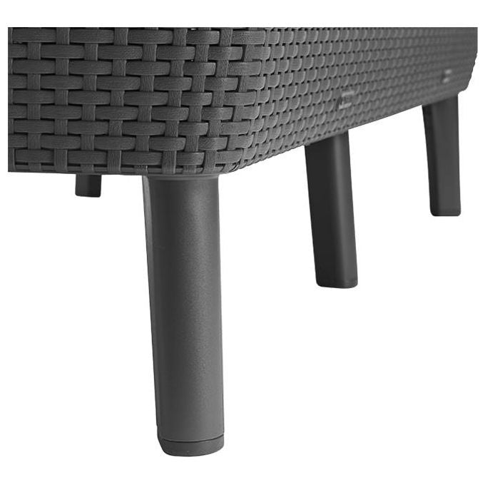 Keter 253220 Salemo Salottino da Esterno 4 Posti Divano 2 Poltrone Tavolino Polipropilene Effetto Rattan colore Grafite