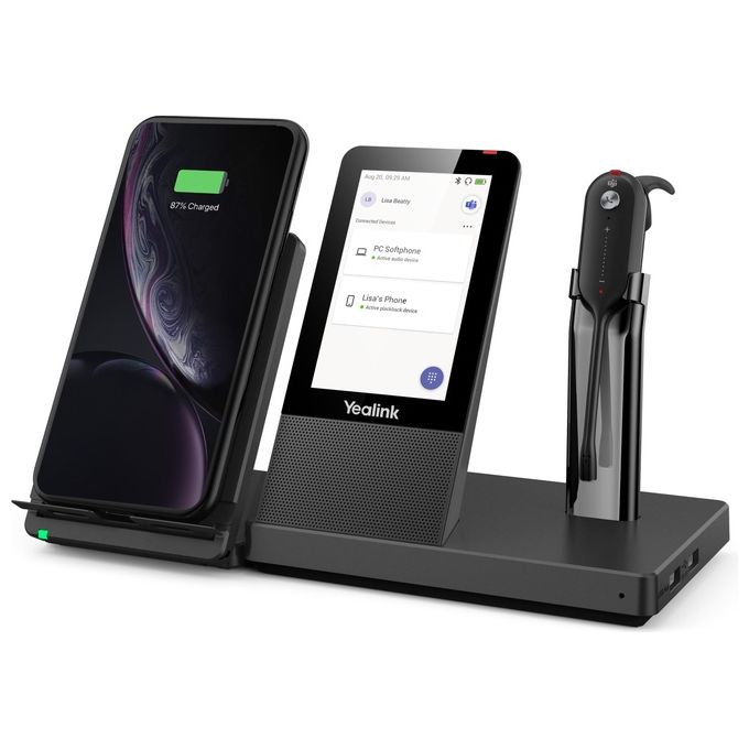 Yealink WH67 TEAMS Auricolare Wireless Bluetooth Ufficio Portata 120 m Base Ricarica Touchscreen colore Nero